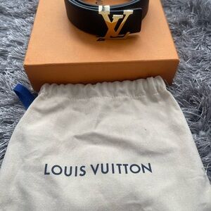 Louis Vuitton Reversible Black / Brown Belt with Gold Buckle